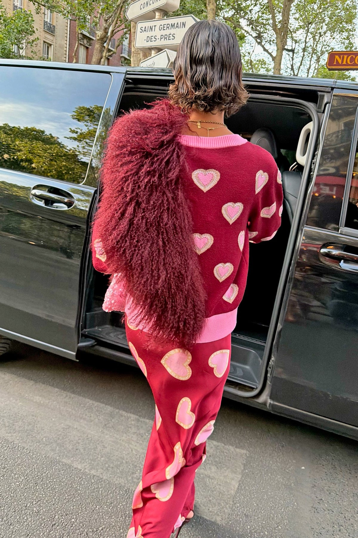 Never Fully Dressed Burgundy Hearts Cardigan
