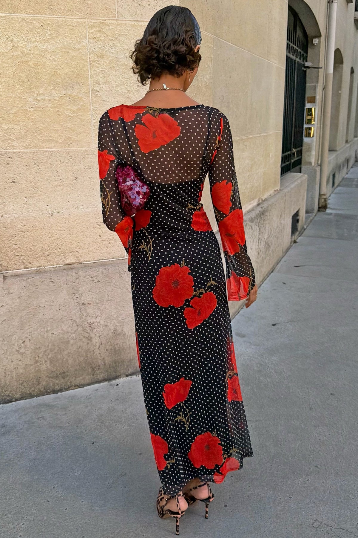 Never Fully Dressed Black Poppy Spot Aria Mesh Dress