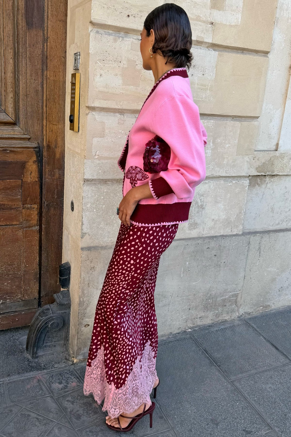 Never Fully Dressed Burgundy Deer Midi Maeva Skirt