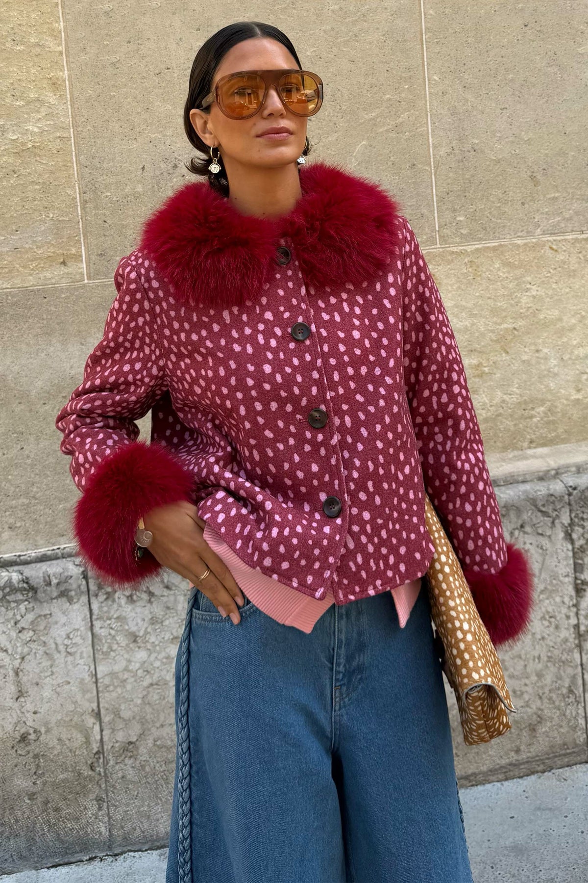 Never Fully Dressed Burgundy Deer Jacket