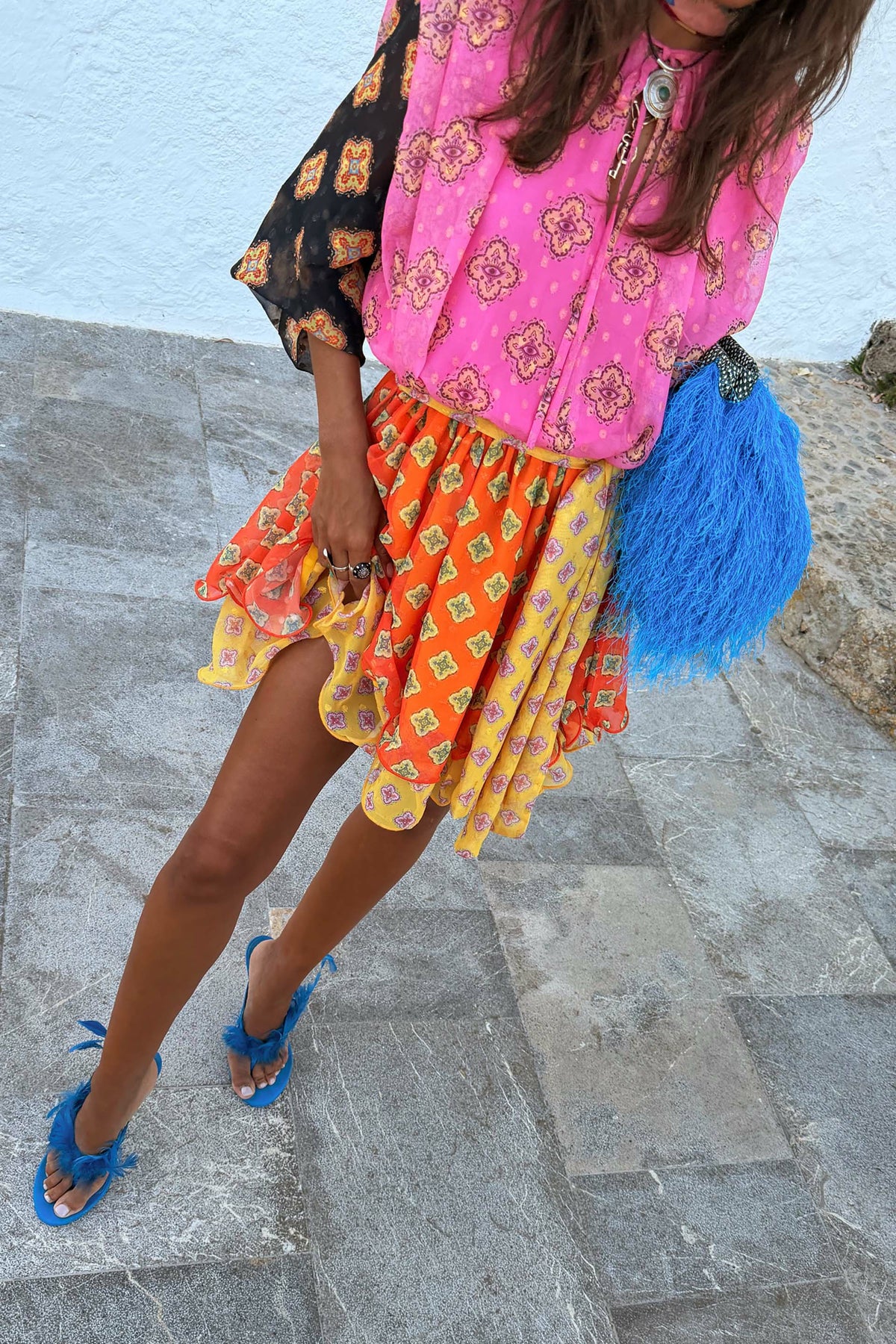 Never Fully Dressed Pink Mix Tile Ella Mini Dress
