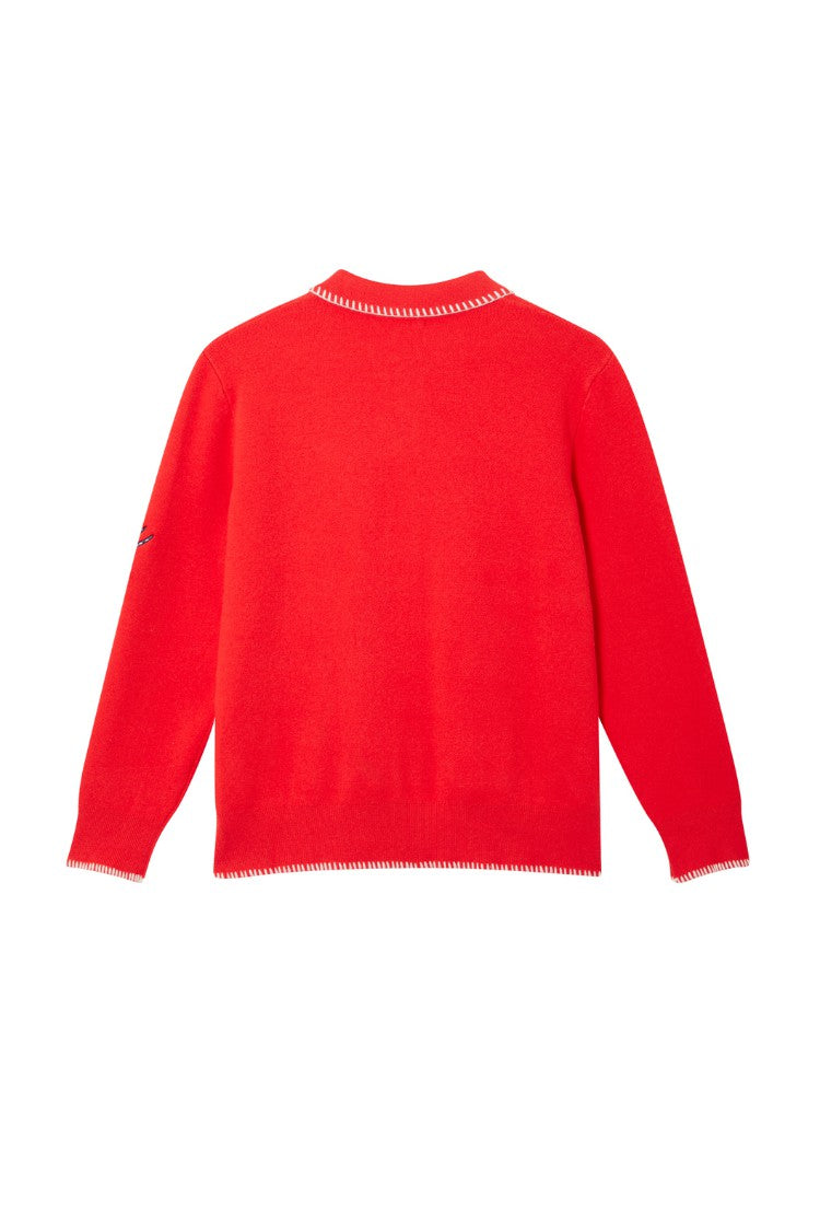 Never Fully Dressed Red Mystical Cardigan with Collar