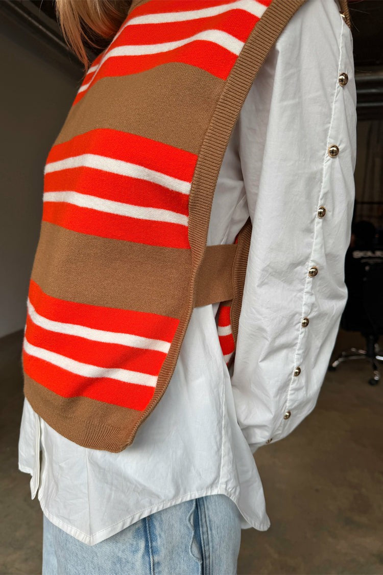 Never Fully Dressed Multi Stripe Tank Top Tan & Red