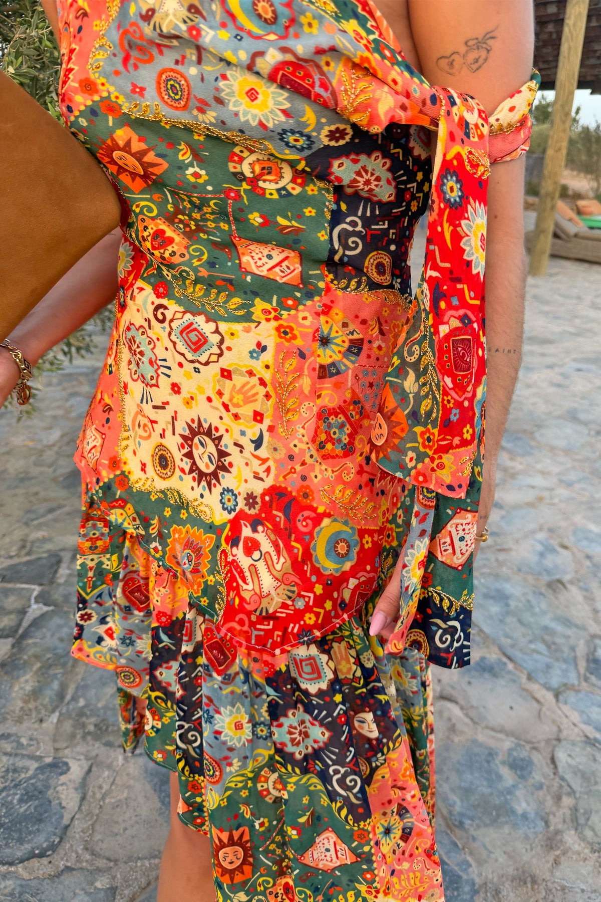 Never Fully Dressed Tapestry Tie Shoulder Top