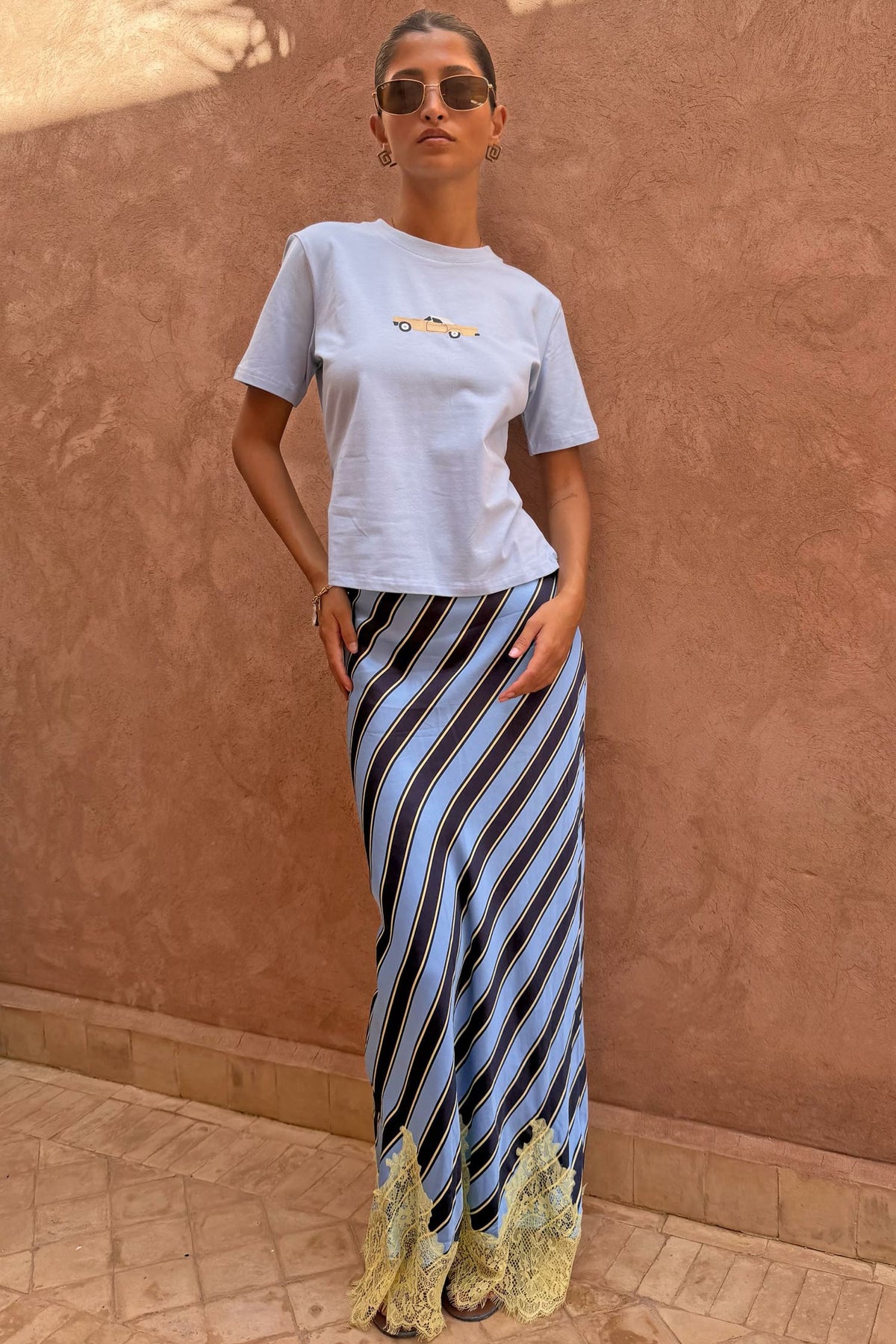 Never Fully Dressed Stripe Maeva Midi Skirt