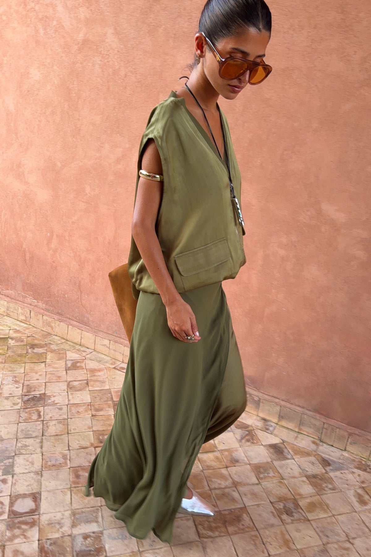 Never Fully Dressed Olive Wrap Jojo Midi Skirt
