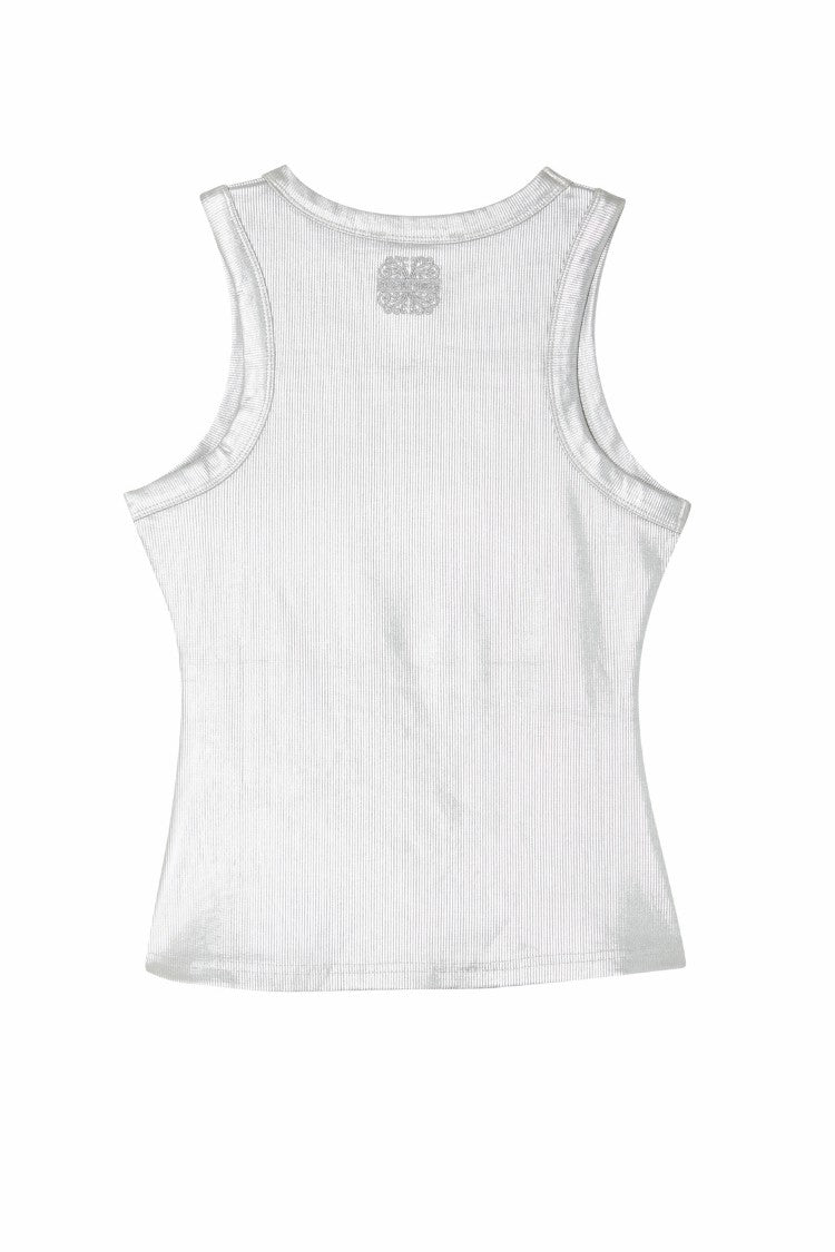 Never Fully Dressed Silver Ribbed Tank Top