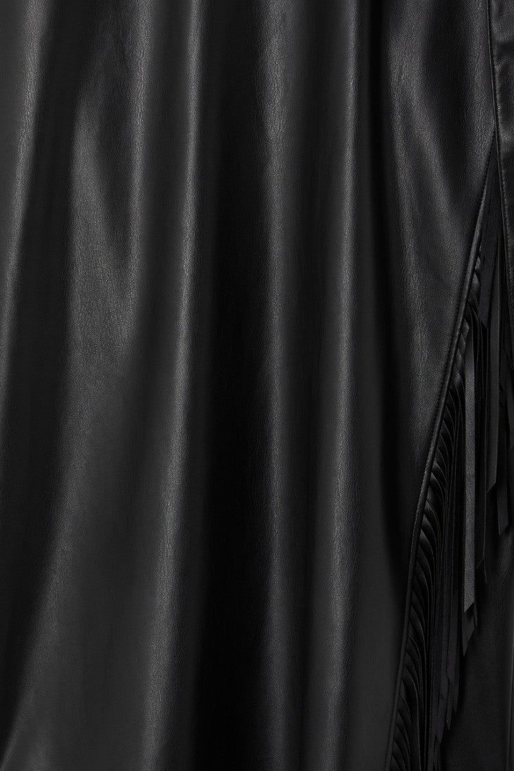 Never Fully Dressed Black Vegan Leather Mini Fringe Jaspre Skirt