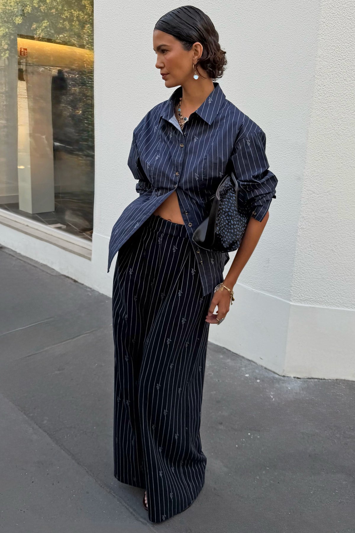 Never Fully Dressed Navy Pinstripe Sophie Trousers