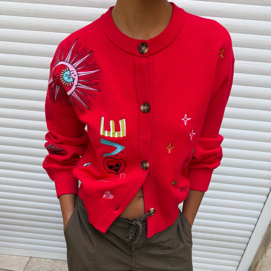 Never Fully Dressed Red Amore Forrest Cardigan