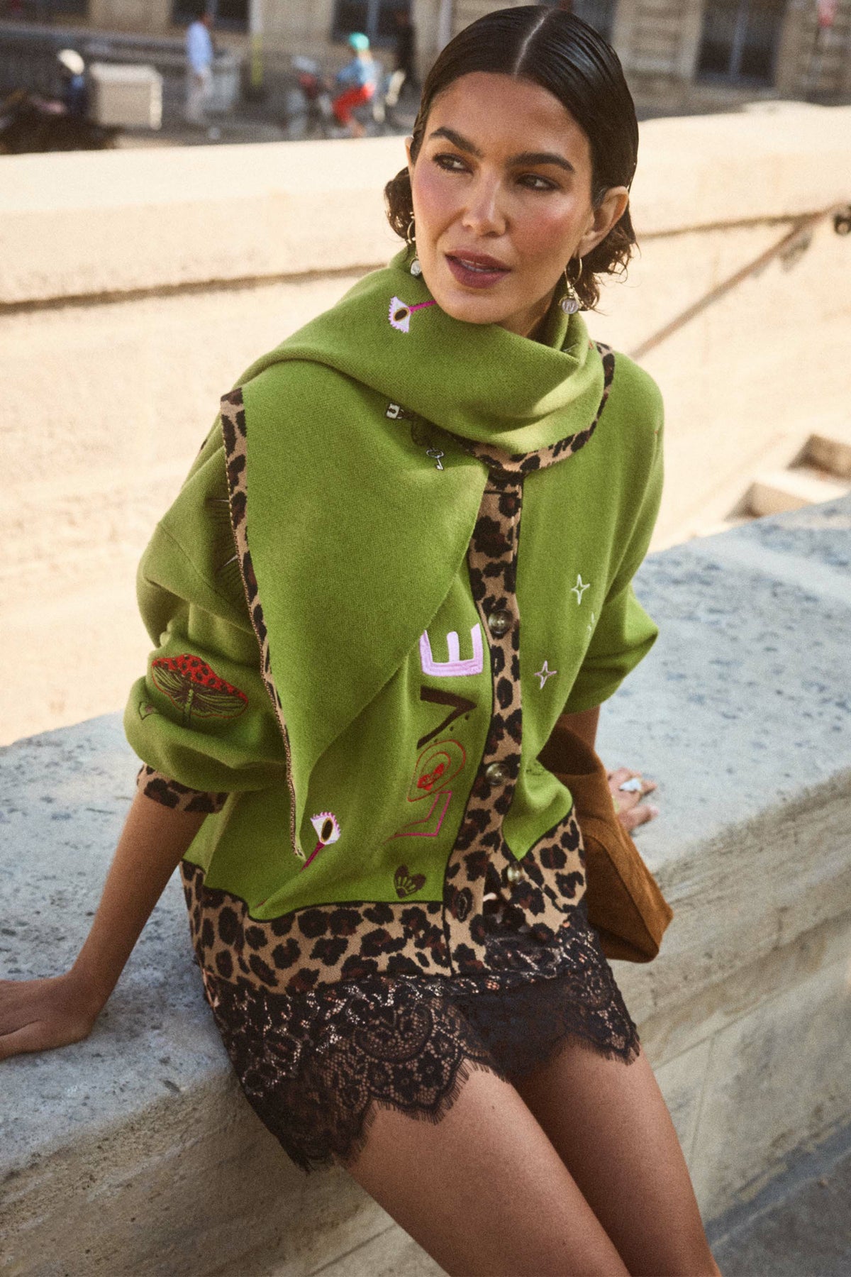 Never Fully Dressed Olive Amore Large Knit Scarf