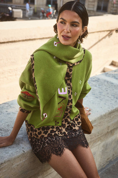 Never Fully Dressed Olive Amore Large Knit Scarf