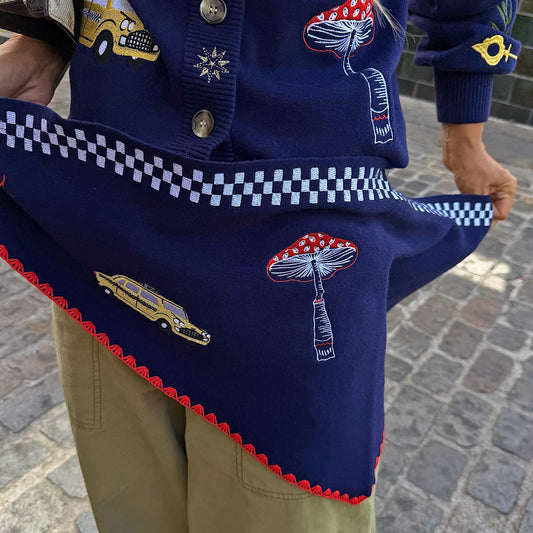 Never Fully Dressed Navy Icons Knit Scarf