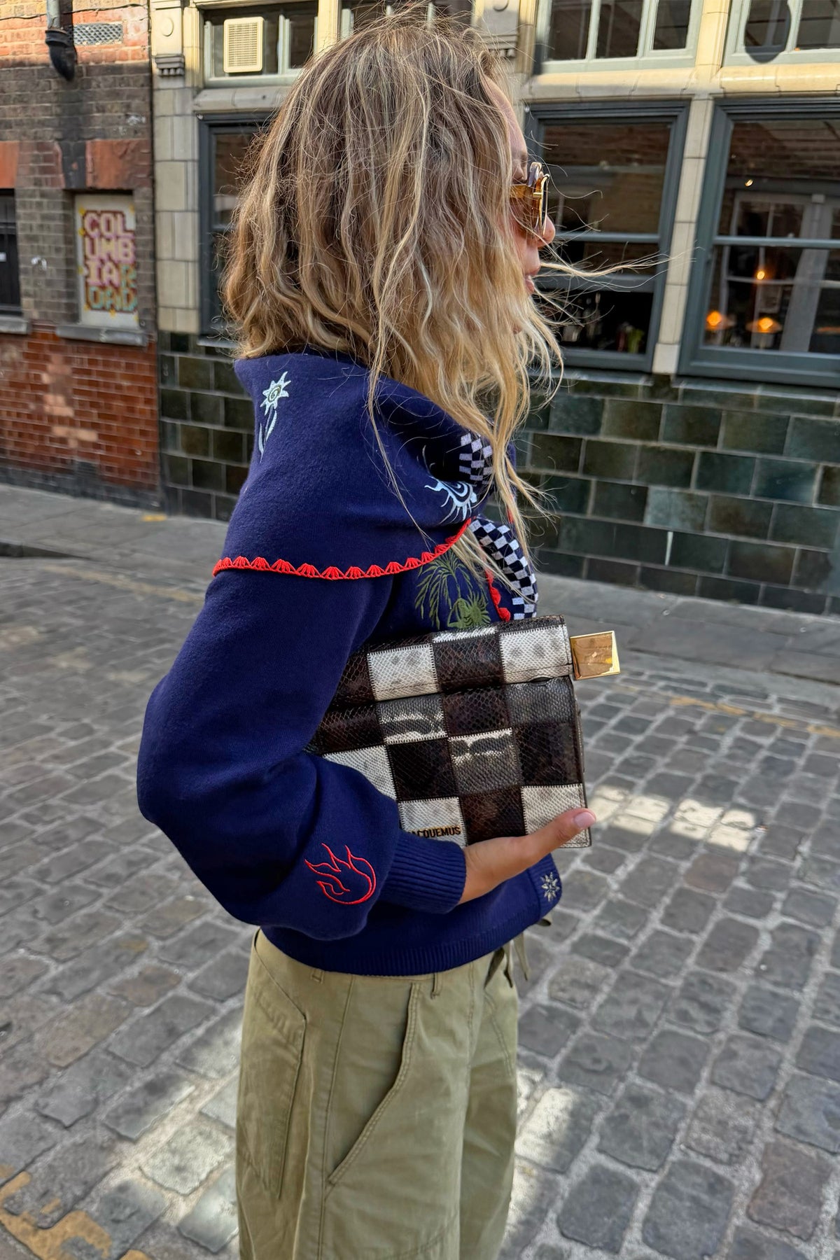 Never Fully Dressed Navy Icons Knit Scarf