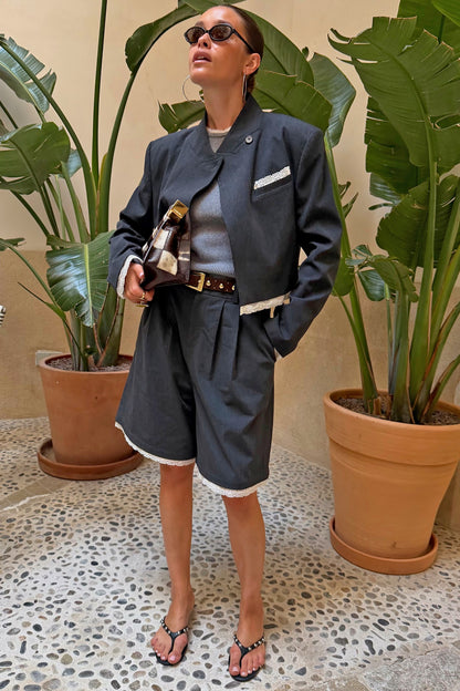 Never Fully Dressed Fold Over Cropped Blazer
