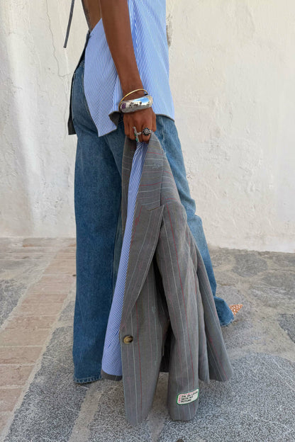 Never Fully Dressed Grey Love Pinstripe Blazer
