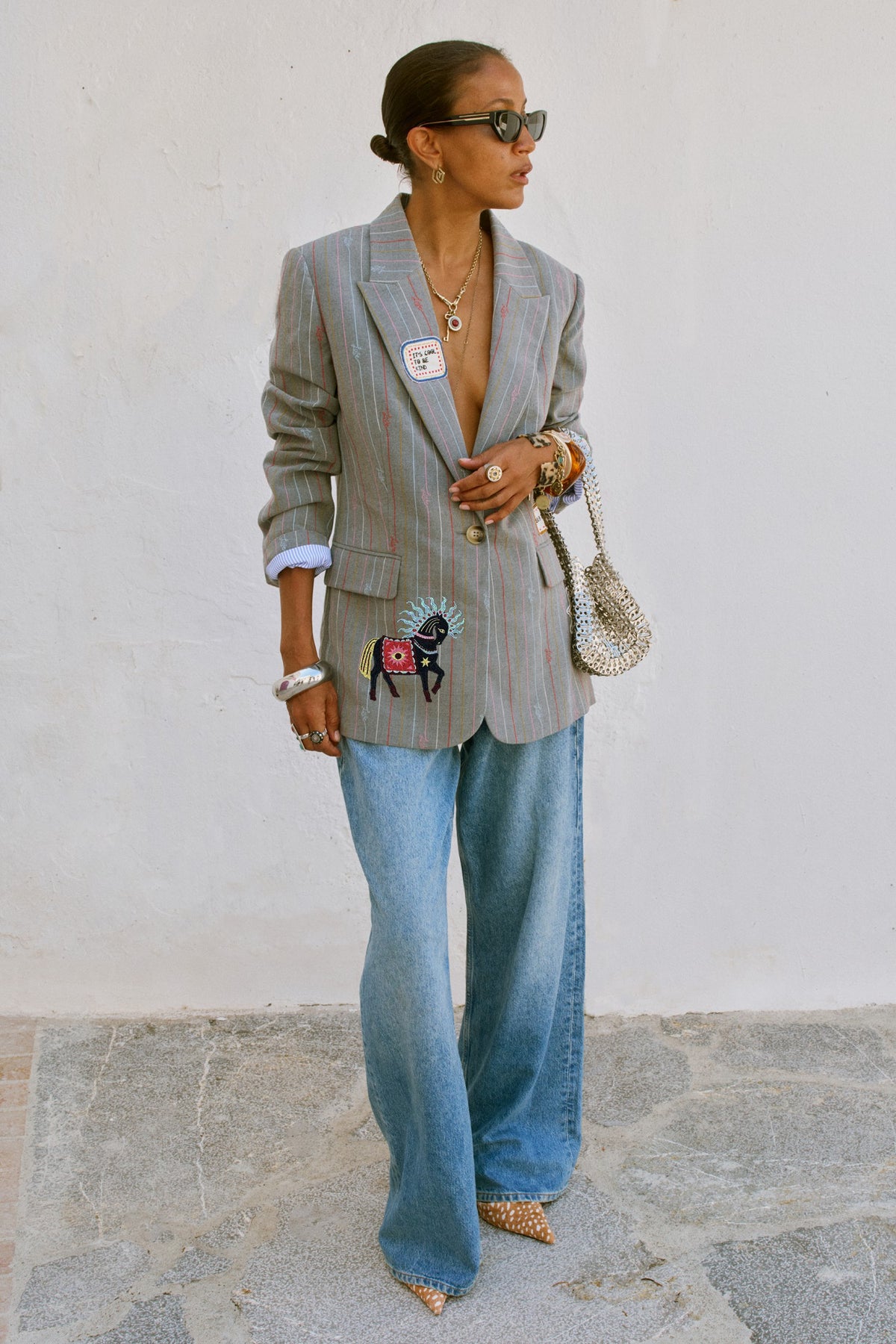 Never Fully Dressed Grey Love Pinstripe Blazer