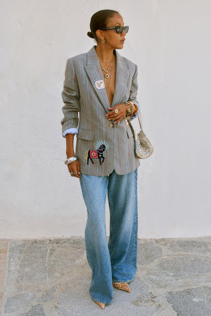 Never Fully Dressed Grey Love Pinstripe Blazer