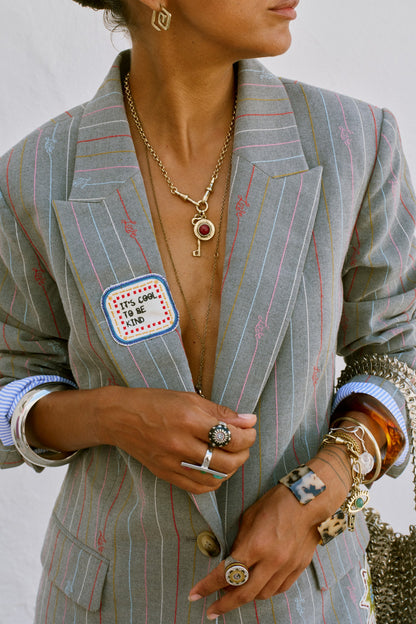 Never Fully Dressed Grey Love Pinstripe Blazer