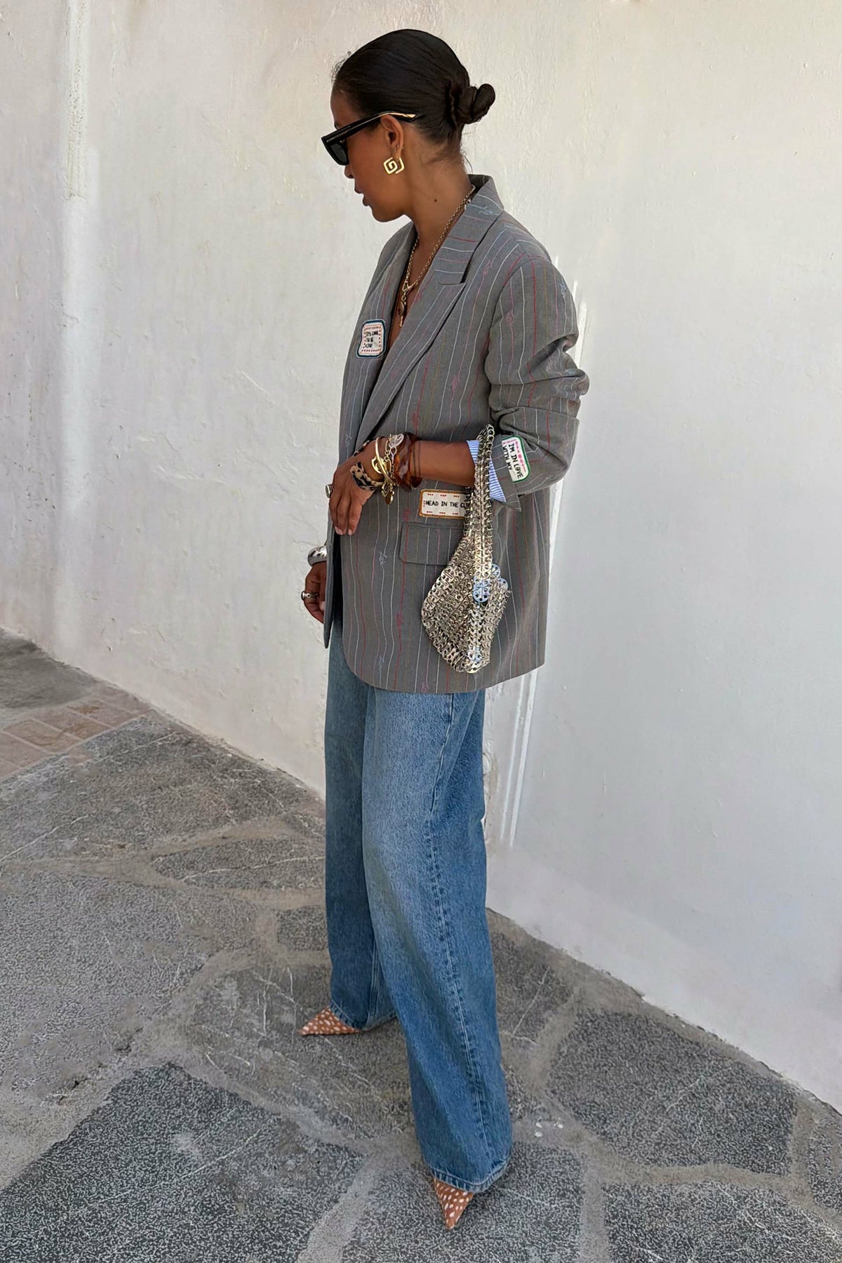 Never Fully Dressed Grey Love Pinstripe Blazer