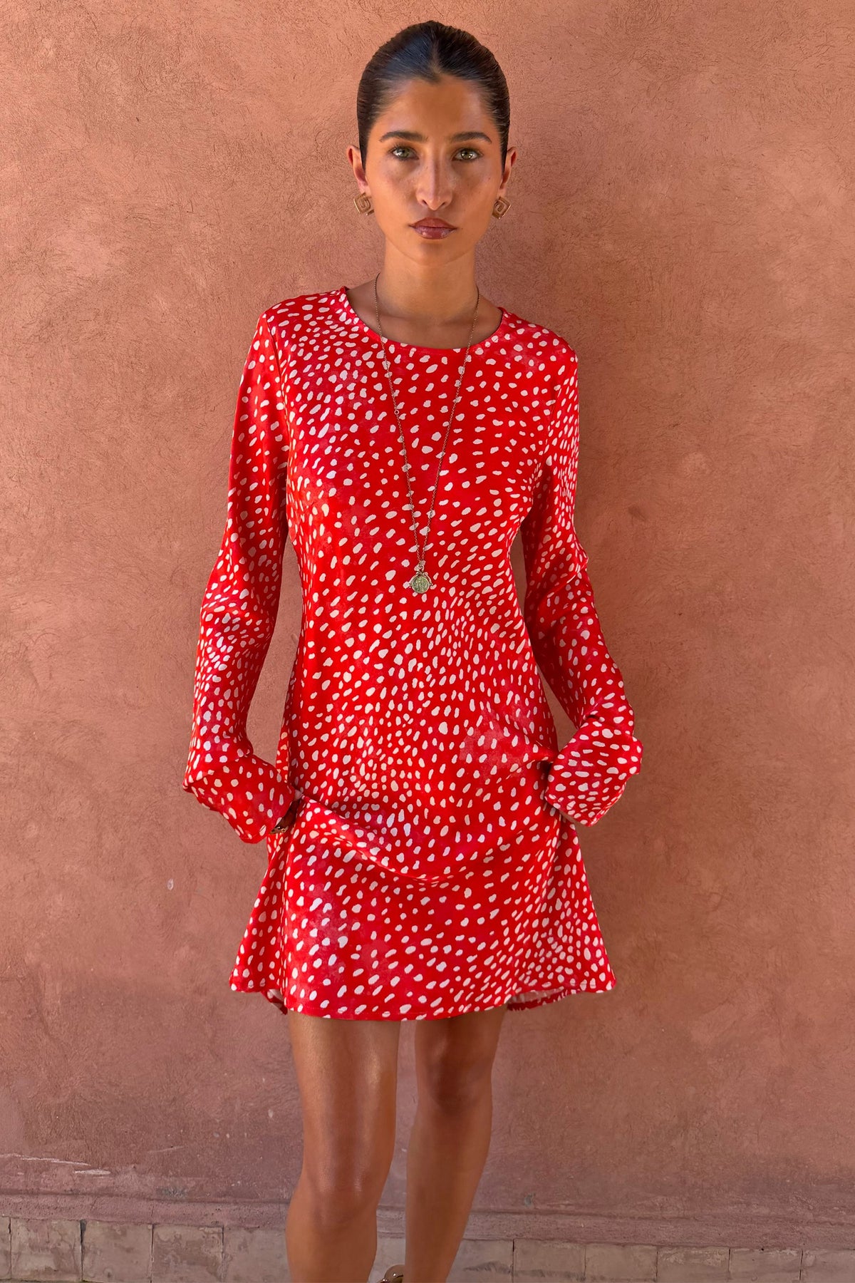 Never Fully Dressed Spliced Deer Mini Nola Tie Dress