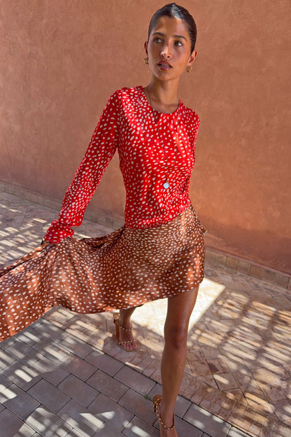 Never Fully Dressed Spliced Deer Mini Nola Tie Dress