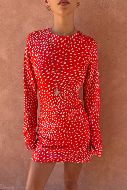 Never Fully Dressed Spliced Deer Mini Nola Tie Dress