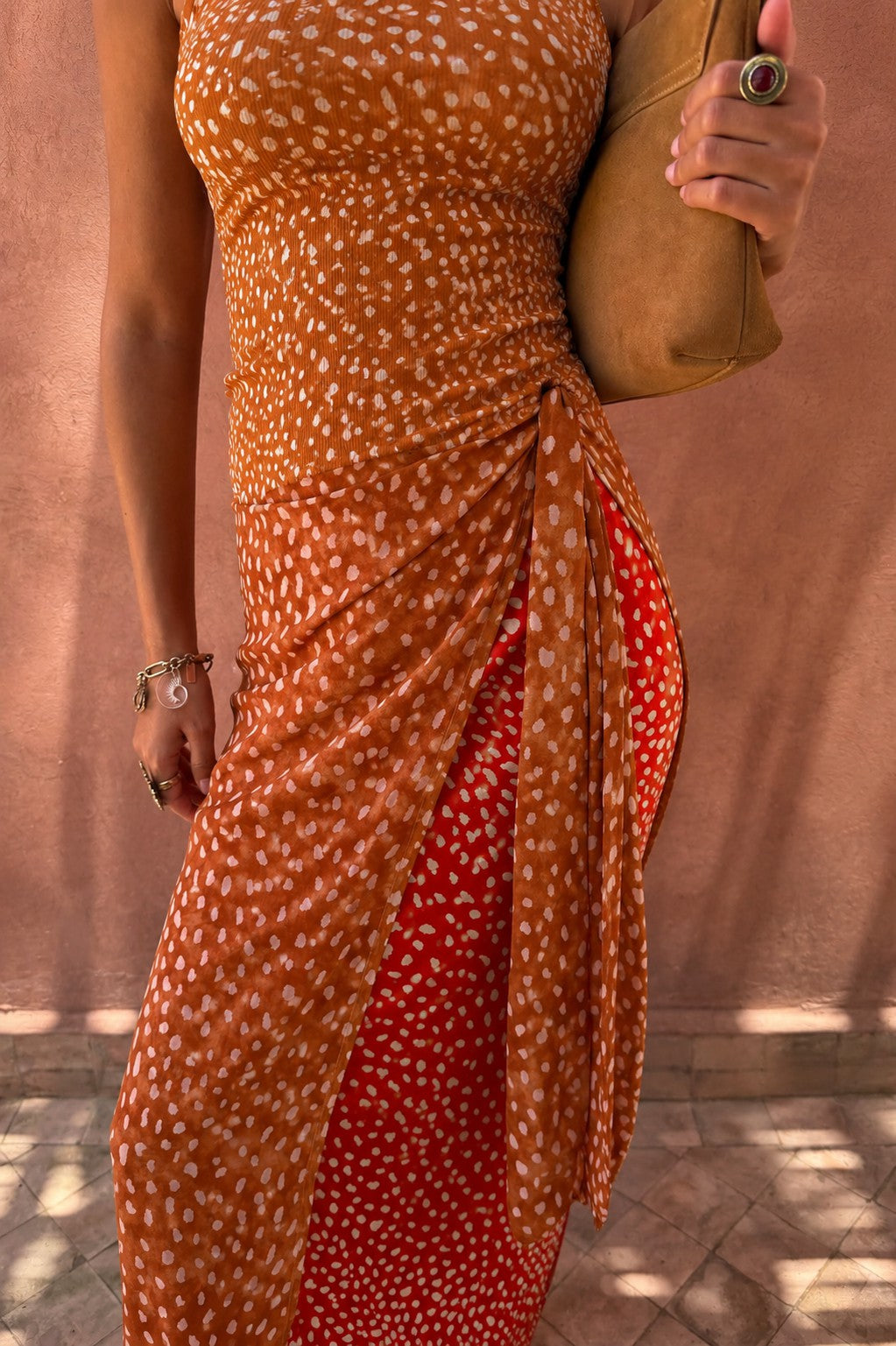 Never Fully Dressed Spliced Deer Wrap Jojo Midi Skirt