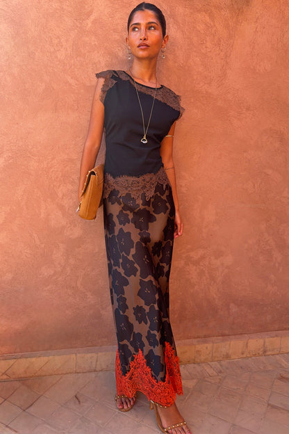 Never Fully Dressed Tan Jaden Floral Maeva Midi Skirt