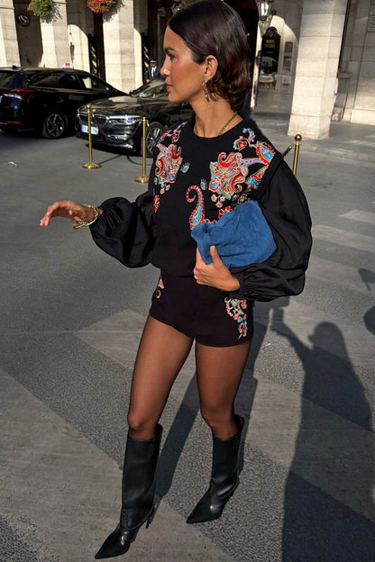 Never Fully Dressed Black Paisley Hot Pants