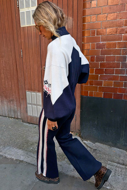 Never Fully Dressed Navy Compact Knit Flares