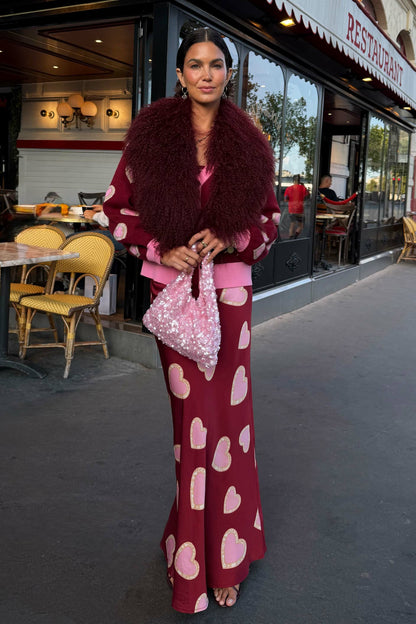 Never Fully Dressed Burgundy Hearts Dorris Skirt
