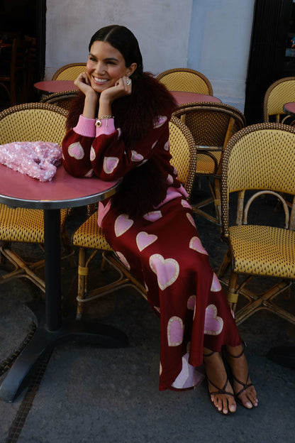 Never Fully Dressed Burgundy Hearts Dorris Skirt