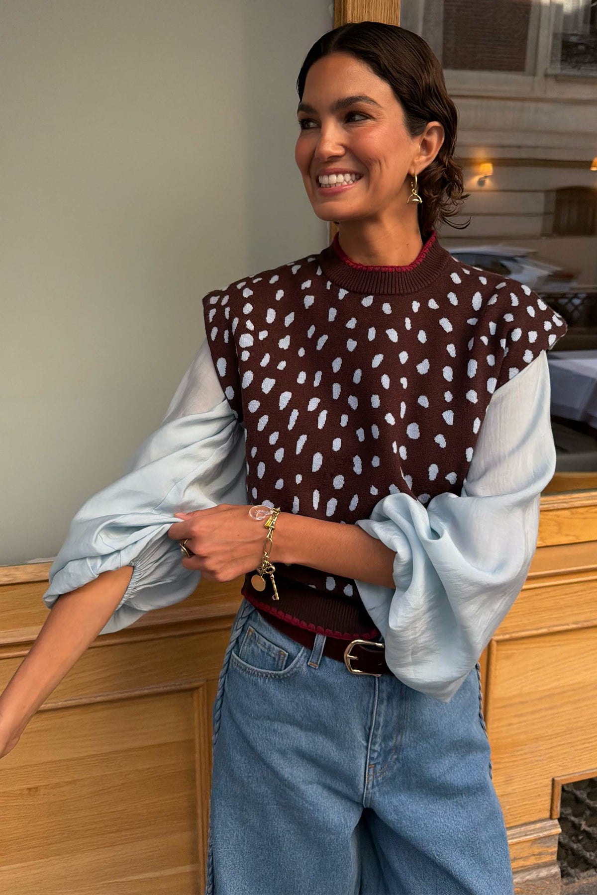 Never Fully Dressed Ice Blue Ruffle Shirt