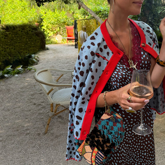 Never Fully Dressed Sky Blue Deer Embroidered Chloe Cardigan