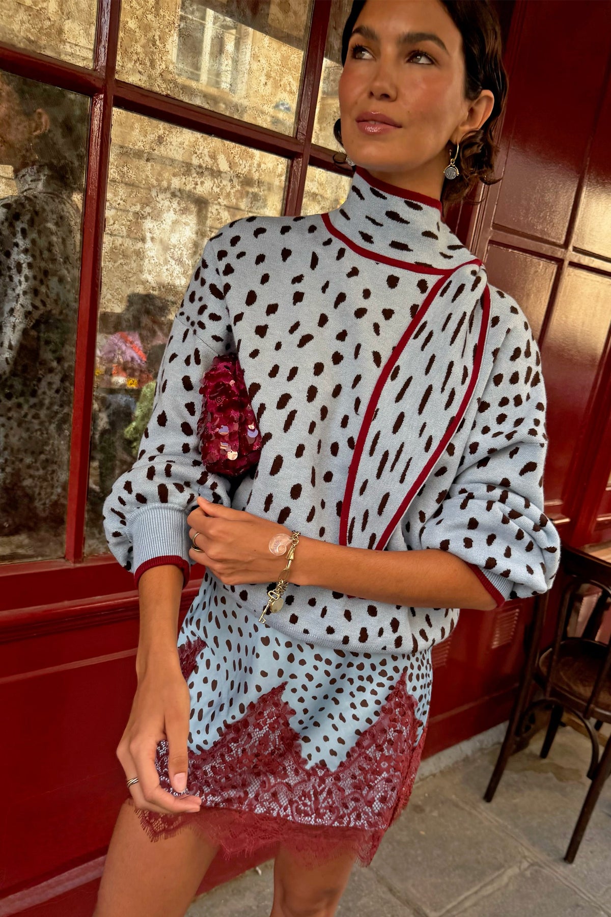 Never Fully Dressed Blue Deer Scarf Jumper
