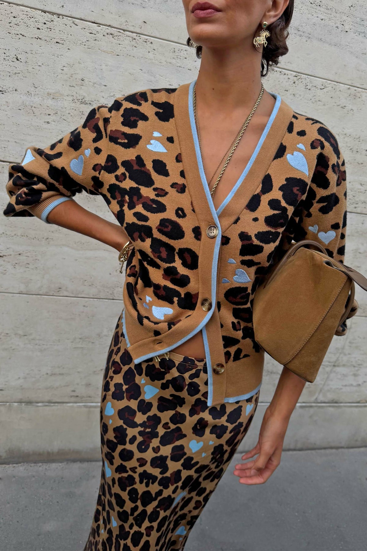 Never Fully Dressed Heart Leopard Cardigan