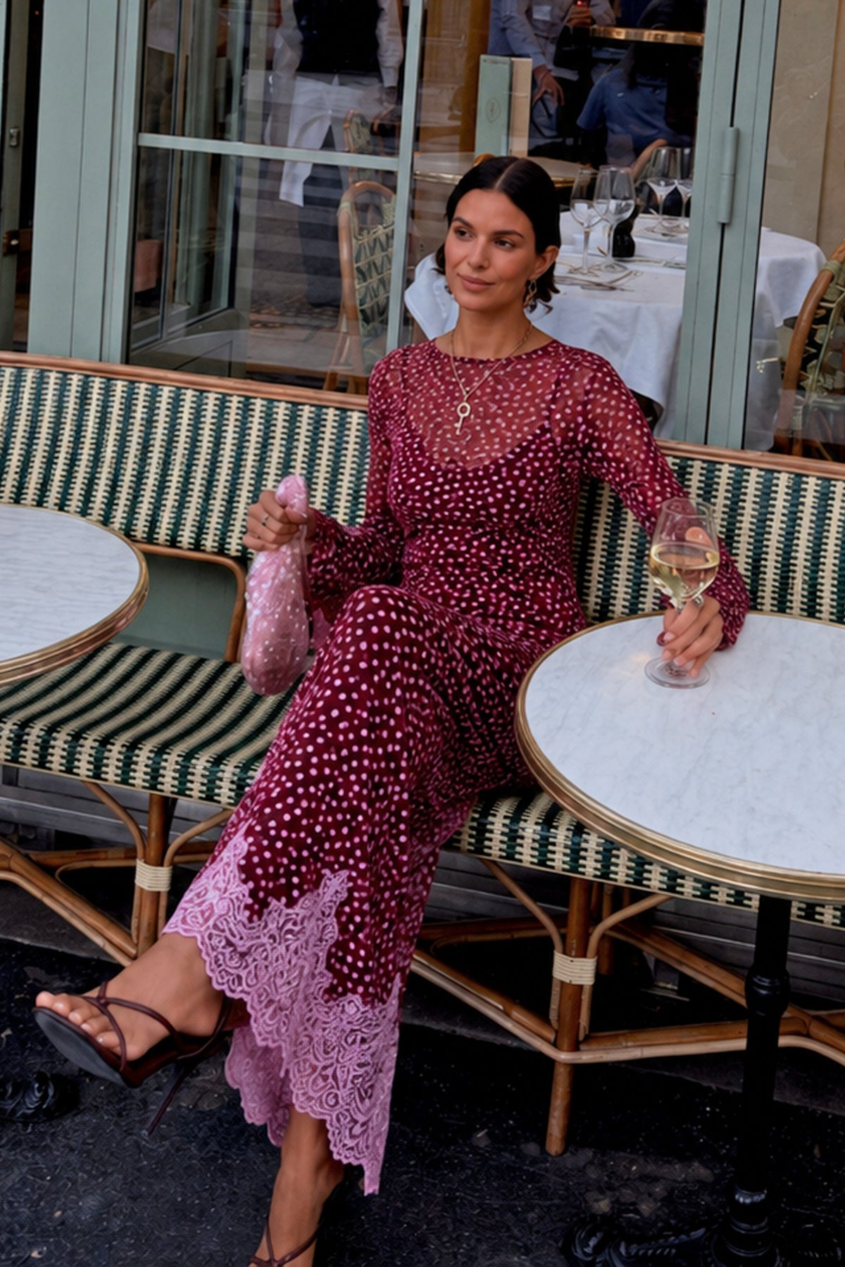 Never Fully Dressed Burgundy Deer Print Mesh Top