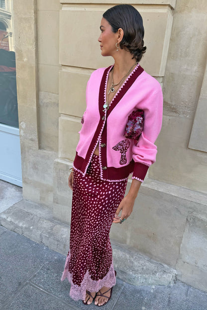 Never Fully Dressed Burgundy Deer Midi Maeva Skirt