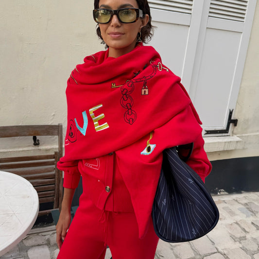 Never Fully Dressed Red Amore Large Knit Scarf