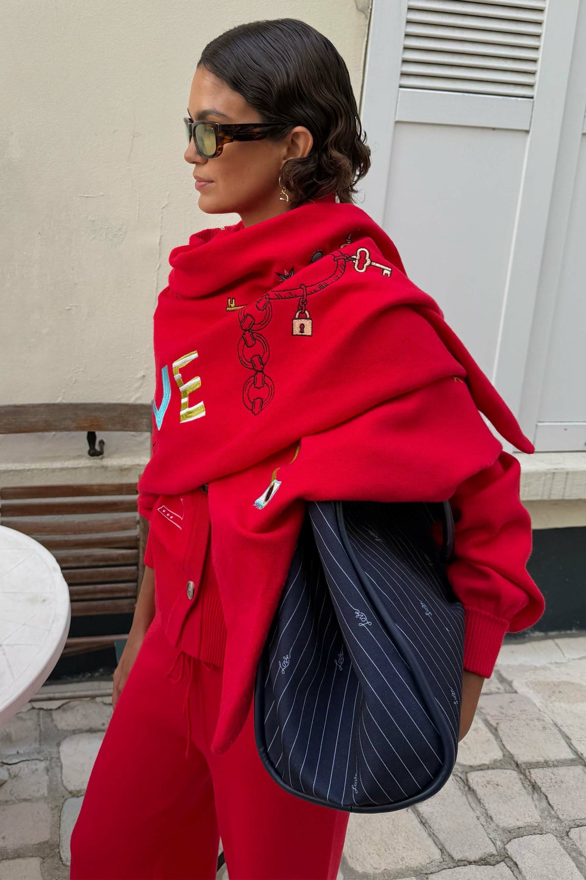 Never Fully Dressed Red Amore Large Knit Scarf