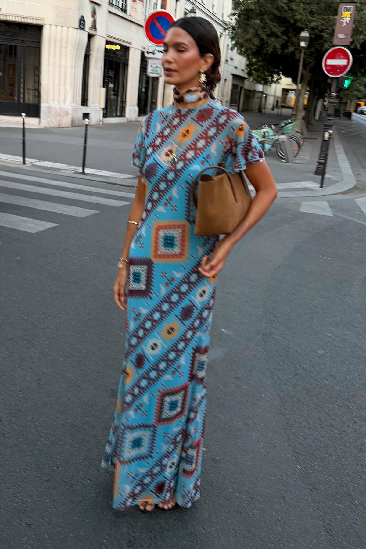 Never Fully Dressed Blue Multi Print Mesh Dress