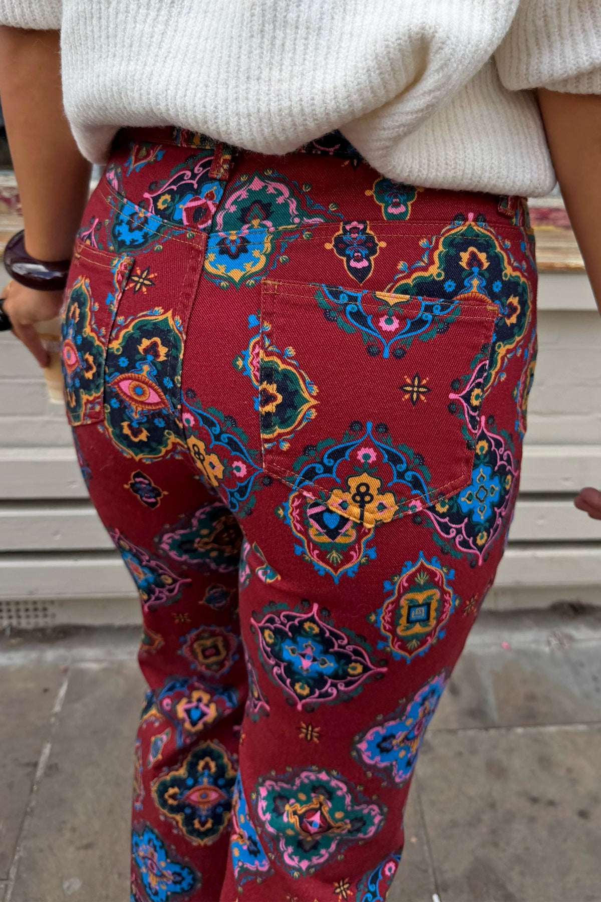 Never Fully Dressed Red Tile Flared Jeans