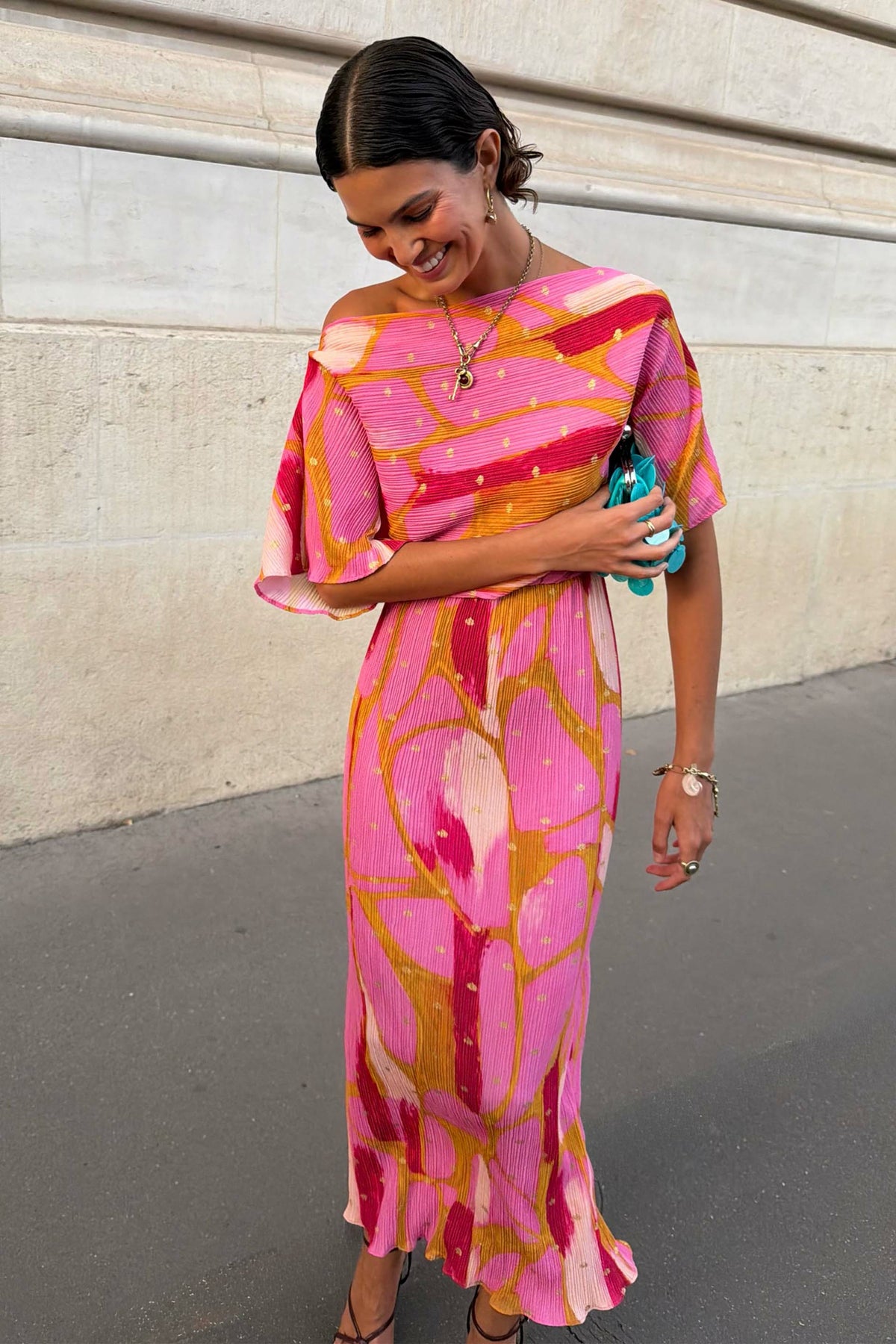 Never Fully Dressed Pink & Olive Abstract Tilly Dress