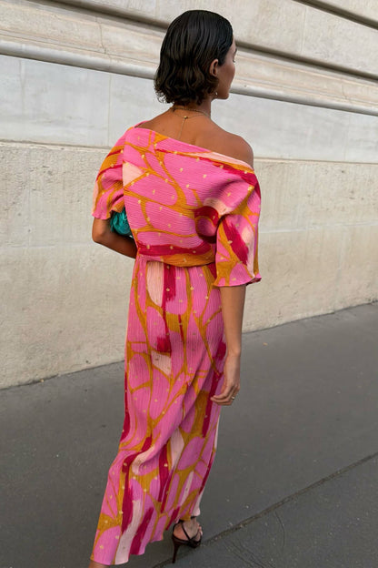 Never Fully Dressed Pink & Olive Abstract Tilly Dress