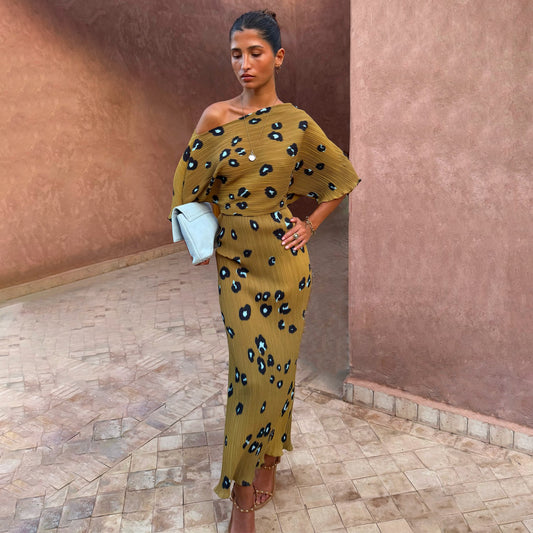 Never Fully Dressed Olive Blurred Leopard Tilly Dress