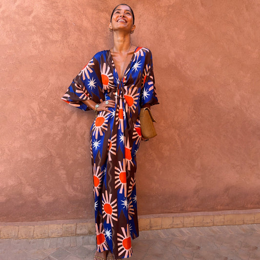 Never Fully Dressed Chocolate & Blue Sun Toria Dress