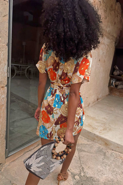 Never Fully Dressed Shell Mini Wrap Dress