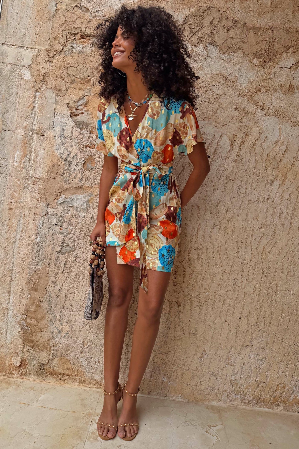 Never Fully Dressed Shell Mini Wrap Dress