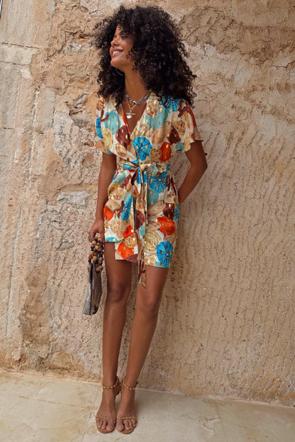 Never Fully Dressed Shell Mini Wrap Dress